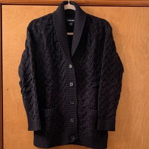 Lands' End Women’s Black Cable Knit Cardigan